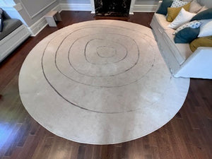 14ft Hand Knotted Wool & Silk Round Area Rug- Custom by Ashley Botten Design