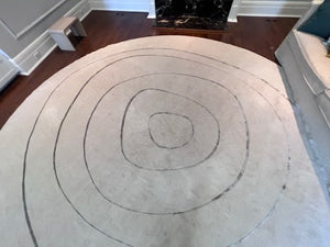 14ft Hand Knotted Wool & Silk Round Area Rug- Custom by Ashley Botten Design