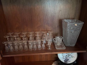 Crystal Glasses, Creamer, Large Vase Lot