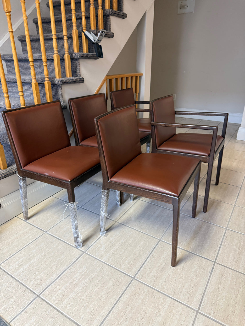 Set of 5 'Andreu World' Leather Chairs