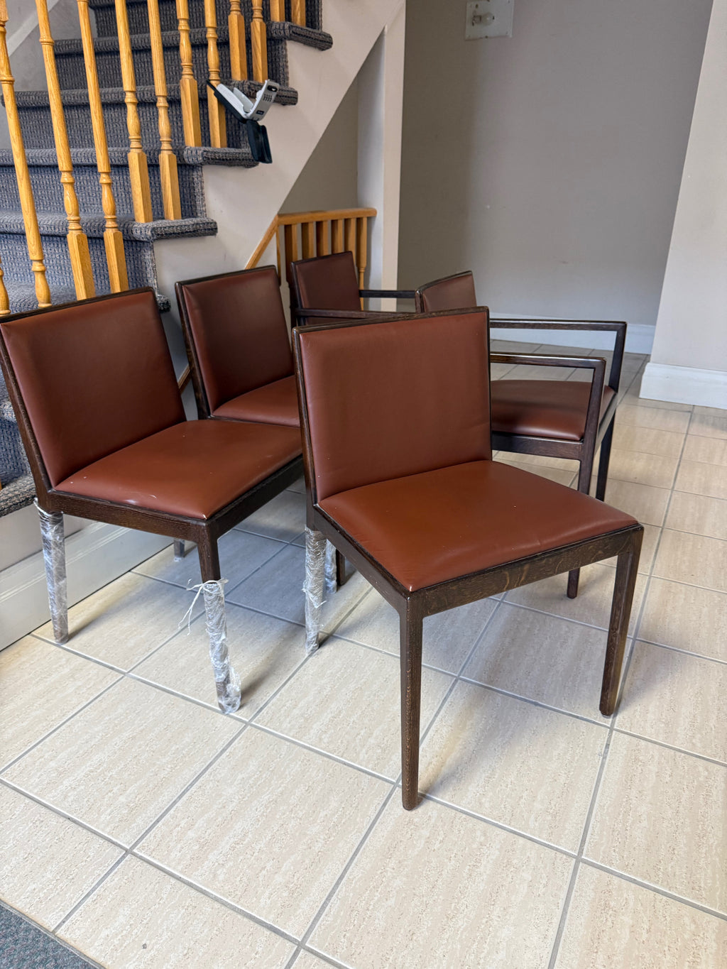 Set of 5 'Andreu World' Leather Chairs