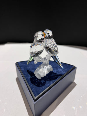 Swarovski Crystal 680627 Budgies with Blue & Green Tails