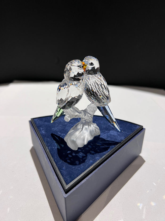 Swarovski Crystal 680627 Budgies with Blue & Green Tails