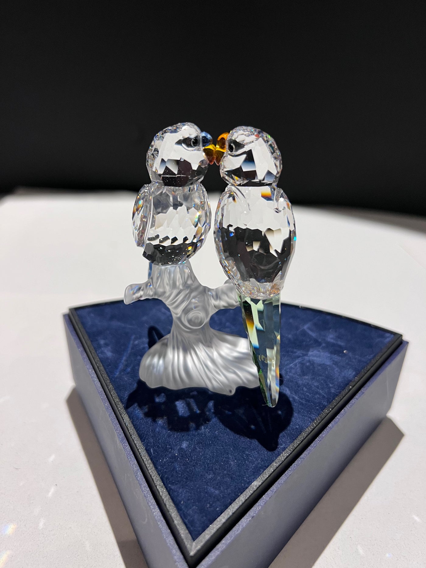 Swarovski Crystal 680627 Budgies with Blue & Green Tails