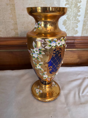 Bohemian Czech Cobalt Blue Crystal Vase