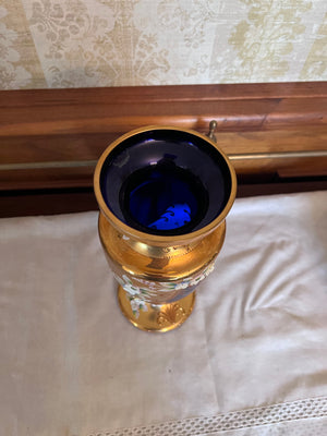 Bohemian Czech Cobalt Blue Crystal Vase