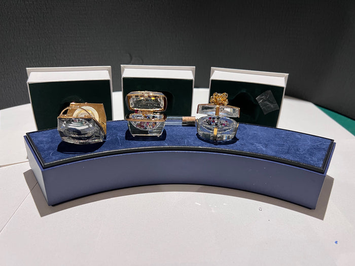 Swarovski Crystal- "Crystal Memories" Secrets Collection- Set of 3: Handbag Clock, Gift Box w/Jewels, Case w/Jewels