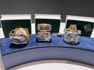 Swarovski Crystal- "Crystal Memories" Secrets Collection- Set of 3: Handbag Clock, Gift Box w/Jewels, Case w/Jewels