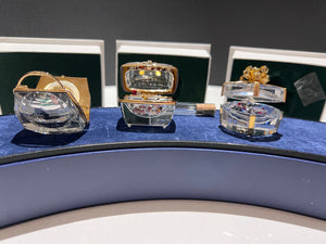 Swarovski Crystal- "Crystal Memories" Secrets Collection- Set of 3: Handbag Clock, Gift Box w/Jewels, Case w/Jewels