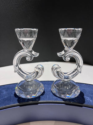 Swarovski Crystal Pair of Baroque Honeycomb Candle Holders
