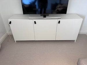 IKEA Besta Storage Cabinet with Black ÖSTERNÄS Leather Handles
