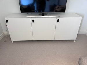 IKEA Besta Storage Cabinet with Black ÖSTERNÄS Leather Handles