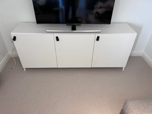 IKEA Besta Storage Cabinet with Black ÖSTERNÄS Leather Handles
