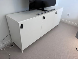 IKEA Besta Storage Cabinet with Black ÖSTERNÄS Leather Handles