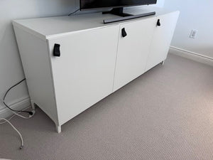 IKEA Besta Storage Cabinet with Black ÖSTERNÄS Leather Handles