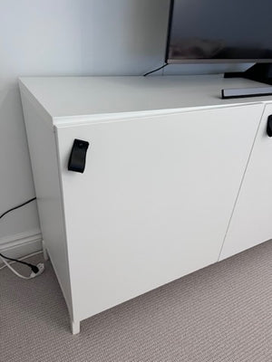 IKEA Besta Storage Cabinet with Black ÖSTERNÄS Leather Handles
