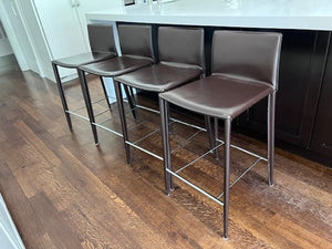 4 Bon Tempi “Linda” Stools in brown leather, from South Hill Home