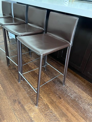 4 Bon Tempi “Linda” Stools in brown leather, from South Hill Home
