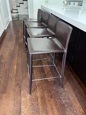 4 Bon Tempi “Linda” Stools in brown leather, from South Hill Home