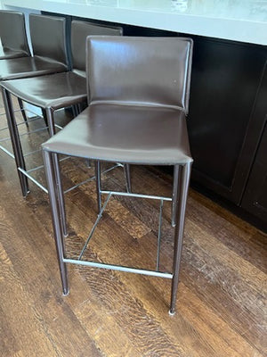 4 Bon Tempi “Linda” Stools in brown leather, from South Hill Home