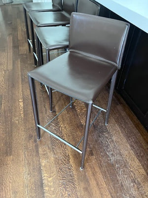 4 Bon Tempi “Linda” Stools in brown leather, from South Hill Home