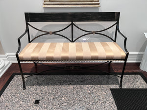 Custom Wrought Iron Bench with Gold Fabric