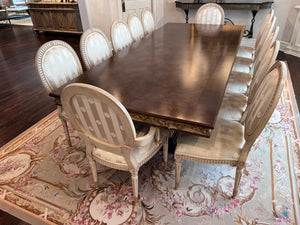 Beautiful Custom Double Pedestal Dining Table with 12 Chairs