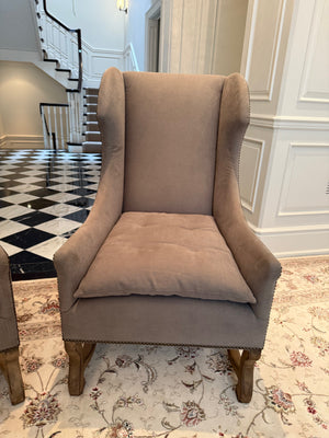 2 Restoration Hardware French Baroque Upholstered Wing Chairs (*retail $4,000/pair)
