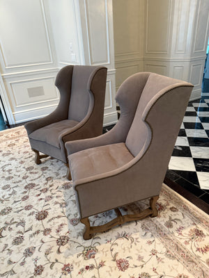 2 Restoration Hardware French Baroque Upholstered Wing Chairs (*retail $4,000/pair)