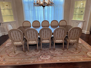 Beautiful Custom Double Pedestal Dining Table with 12 Chairs
