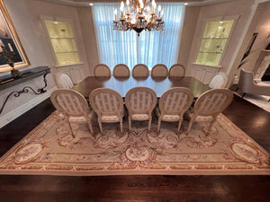 Beautiful Custom Double Pedestal Dining Table with 12 Chairs