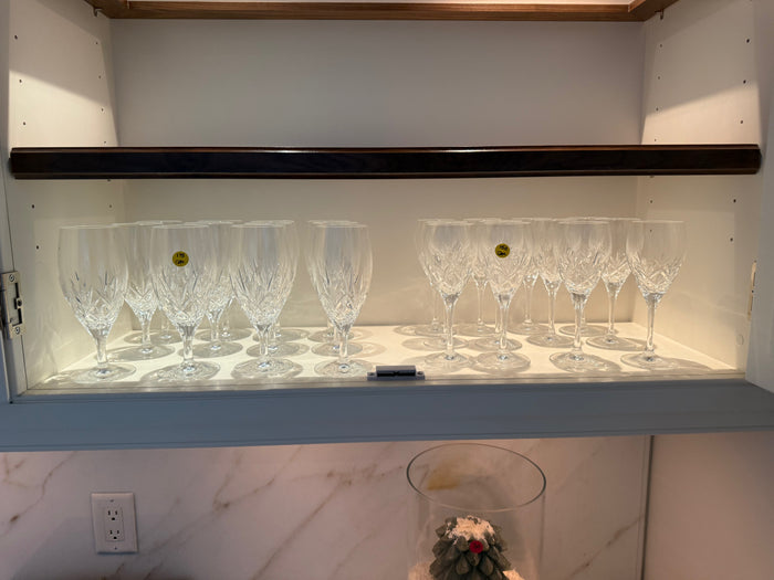 Lot of 24 LIKE NEW Mikasa Crystal Glasses (2 different styles with 12 each)