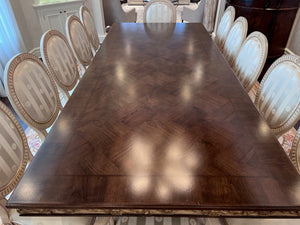 Beautiful Custom Double Pedestal Dining Table with 12 Chairs