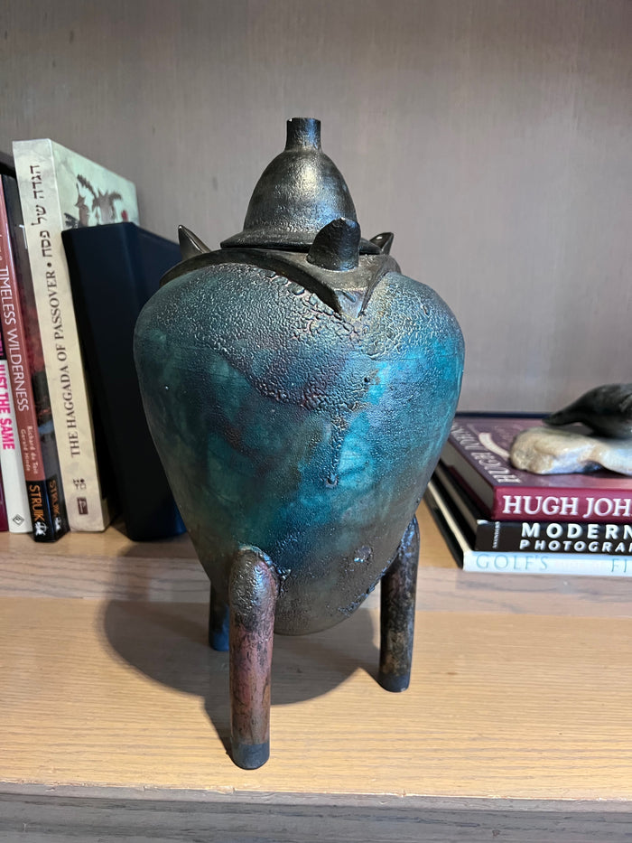 Signed Lidded Ceramic Vase