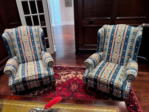 Pair of Custom Upholstered Wingback Chairs