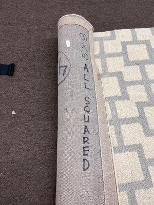 Beige & White Squares Rug, 5x8