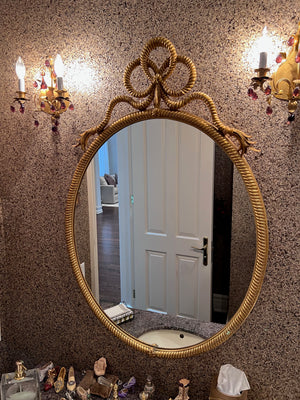 Round Gold Ornate Mirror