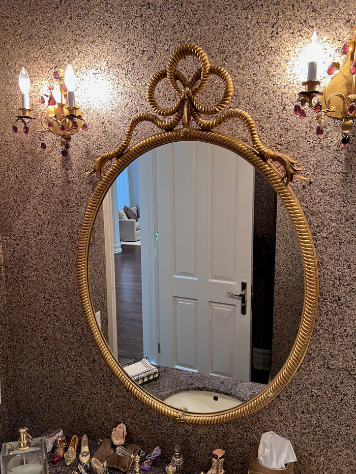 Round Gold Ornate Mirror