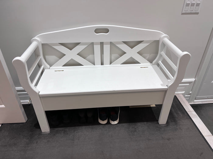 White Wood Storage Bench