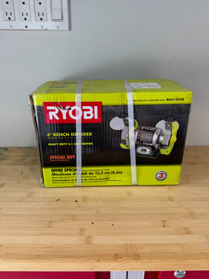 BRAND NEW Ryobi BG612GSB 2.1-Amp 6-inch Bench Grinder with LED Lights