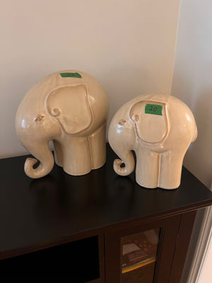 Pair of Bombay Ceramic Elephants Decor