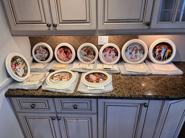 9 Framed Collector Plates Lot (with certificates)