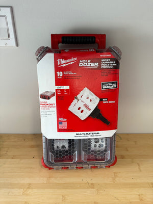 BRAND NEW Milwaukee HOLE DOZER Bi-Metal Hole Saw Kit with PACKOUT Compact Organizer (10-Piece)