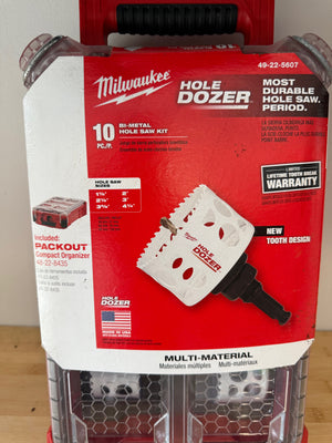 BRAND NEW Milwaukee HOLE DOZER Bi-Metal Hole Saw Kit with PACKOUT Compact Organizer (10-Piece)