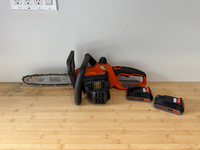 Black & Decker LCS1020 20V MAX Lithium-Ion Cordless 10-inch Chainsaw with 2 2.0Ah Batteries + Charger (*charger not shown in pictures)