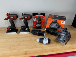 Black & Decker Lot | 2 Drills, 2 20V Lithium Batteries + Attachments