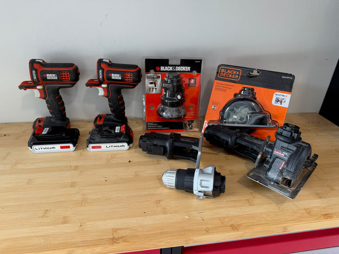 Black & Decker Lot | 2 Drills, 2 20V Lithium Batteries + Attachments