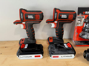 Black & Decker Lot | 2 Drills, 2 20V Lithium Batteries + Attachments