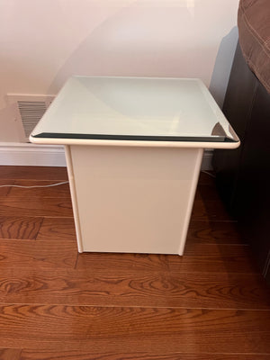 Pair of Vintage Lacquered Side Tables with Mirrored Top