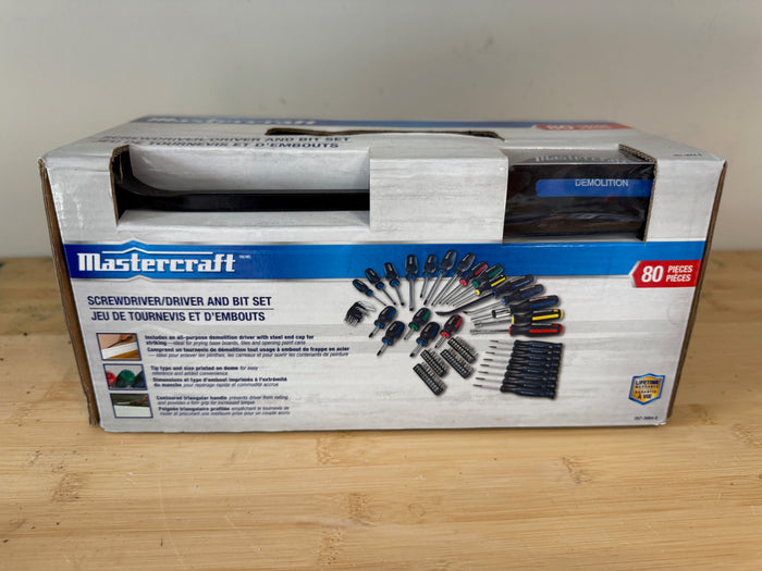 BRAND NEW Mastercraft Screwdriver/Driver and Bit Set, 80pc